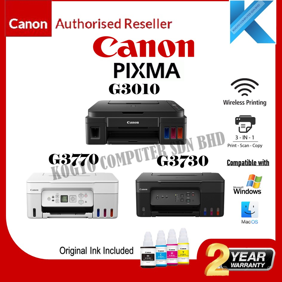 Canon PIXMA G3000 G3010 G3020 G3060 G3730 G3770 Printer ( Print / Scan