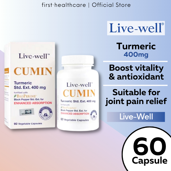 Live Well Cumin Turmeric Extract 400mg Joint Pain Antioxidant Curcumin