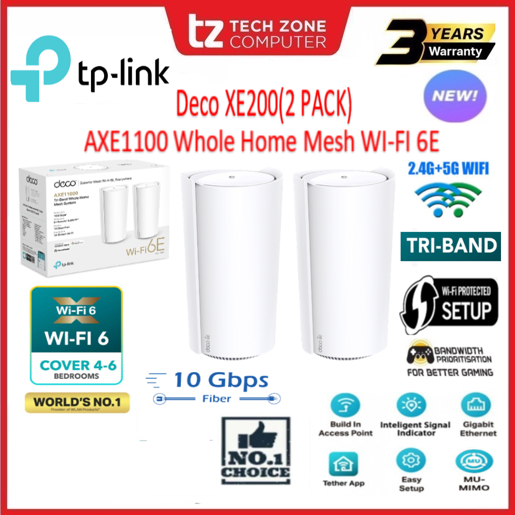 TP-LINK Deco XE200(2 PACK) AXE11000 Whole Home Mesh Wi-Fi 6E System ...