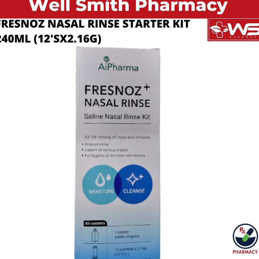 FRESNOZ NASAL RINSE STARTER KIT 240ML (12 SACHET X 2.16G) SINUS RINSE ...