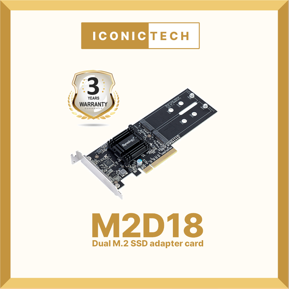 Synology M2D18 Dual M.2 SSD PCIe Adapter Card M2D18 (100% Genuine Brand ...