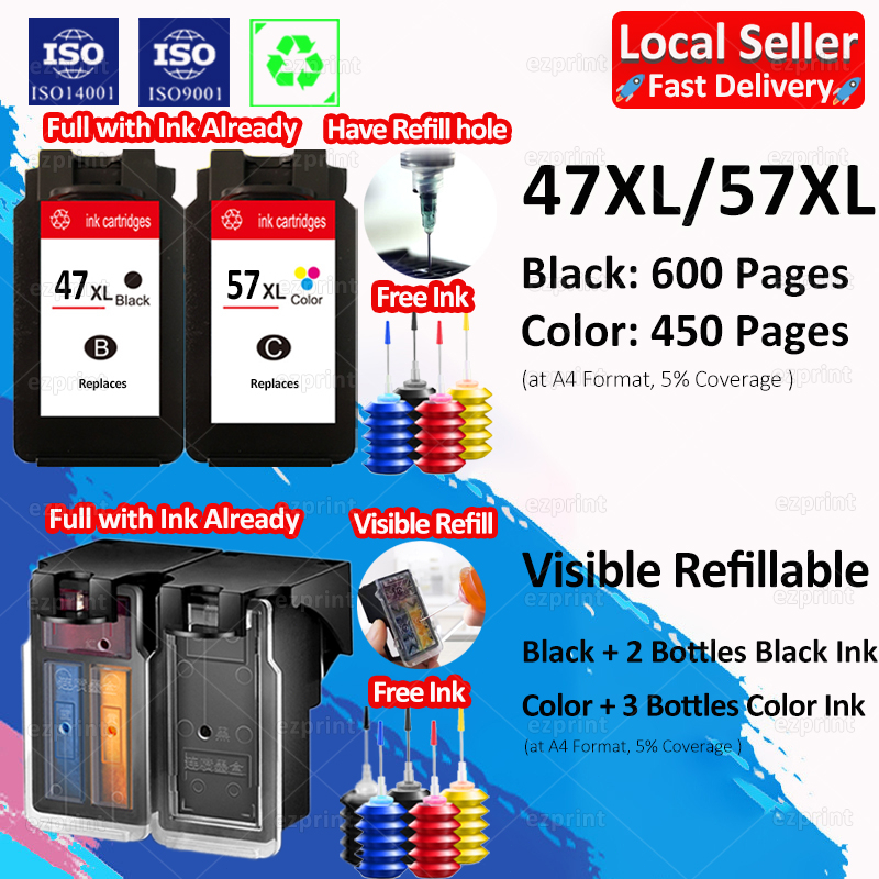Compatible Canon PG 47 Black XL Canon CL 57 Color XL Canon 47 and 57 ...