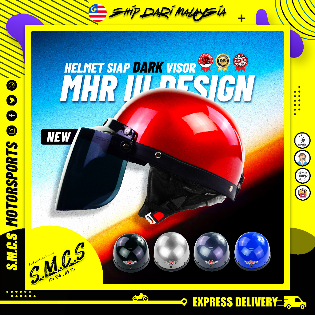 MHR III Siap Dark Grey Visor [BRV LOGO] Steng Kura Kura Topi Keledar