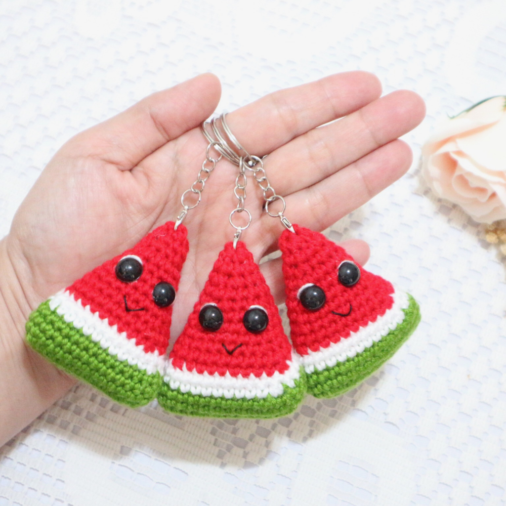 Cute Watermelon Crochet Keychain Shopee Malaysia