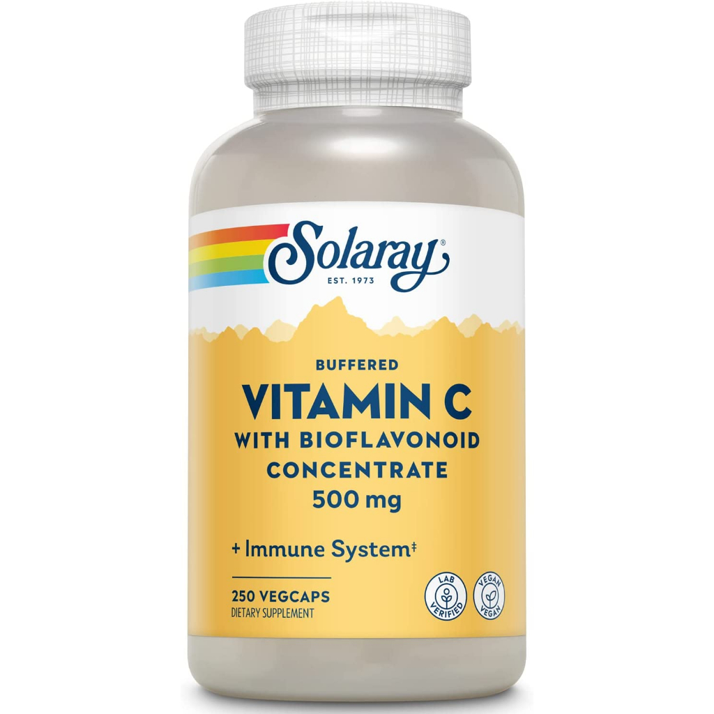 Buffered Vitamin C with Bioflavonoid Concentrate, Solaray, 500 mg, 100 VegCaps [ReadyStock