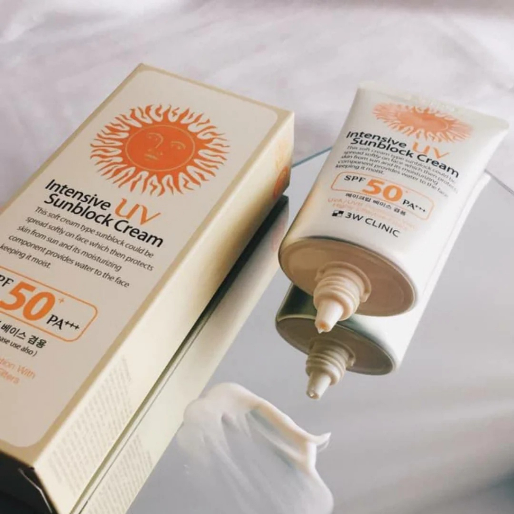 3W Clinic Intensive UV Sun Block Cream / Collagen Sunscreen / Natural ...