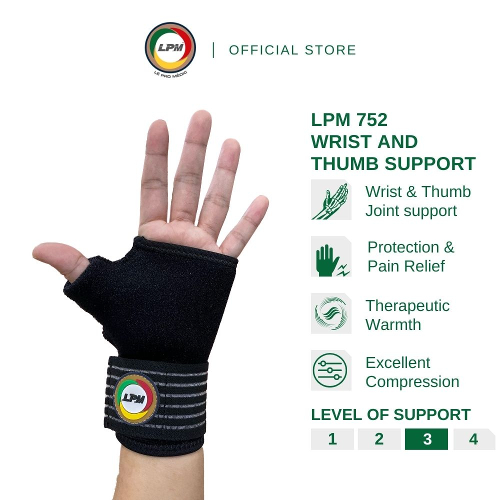 LPM Wrist and Thumb Support 752 Neoprene Thermal Wrist Guard for Carpal ...