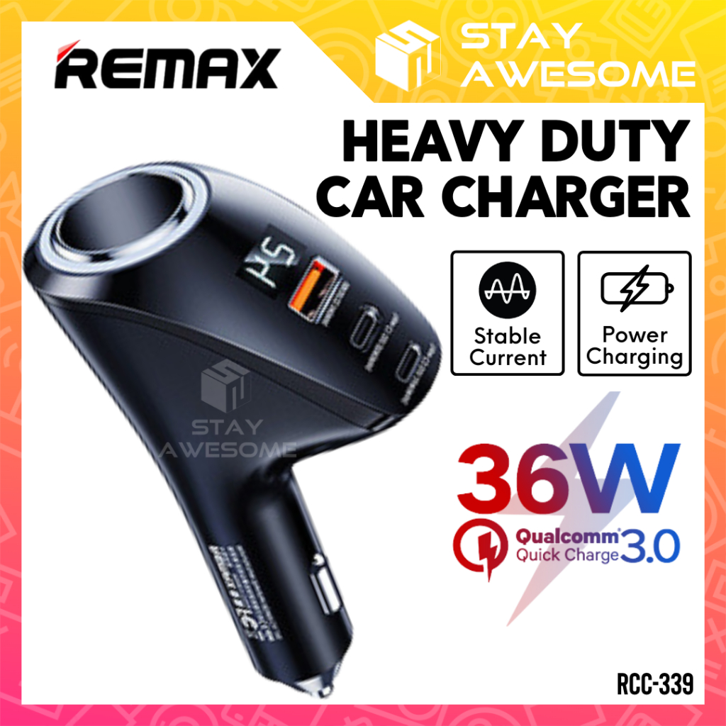 REMAX Fast Charging 36W In Car USB Type C Port Charger Socket Adapter
