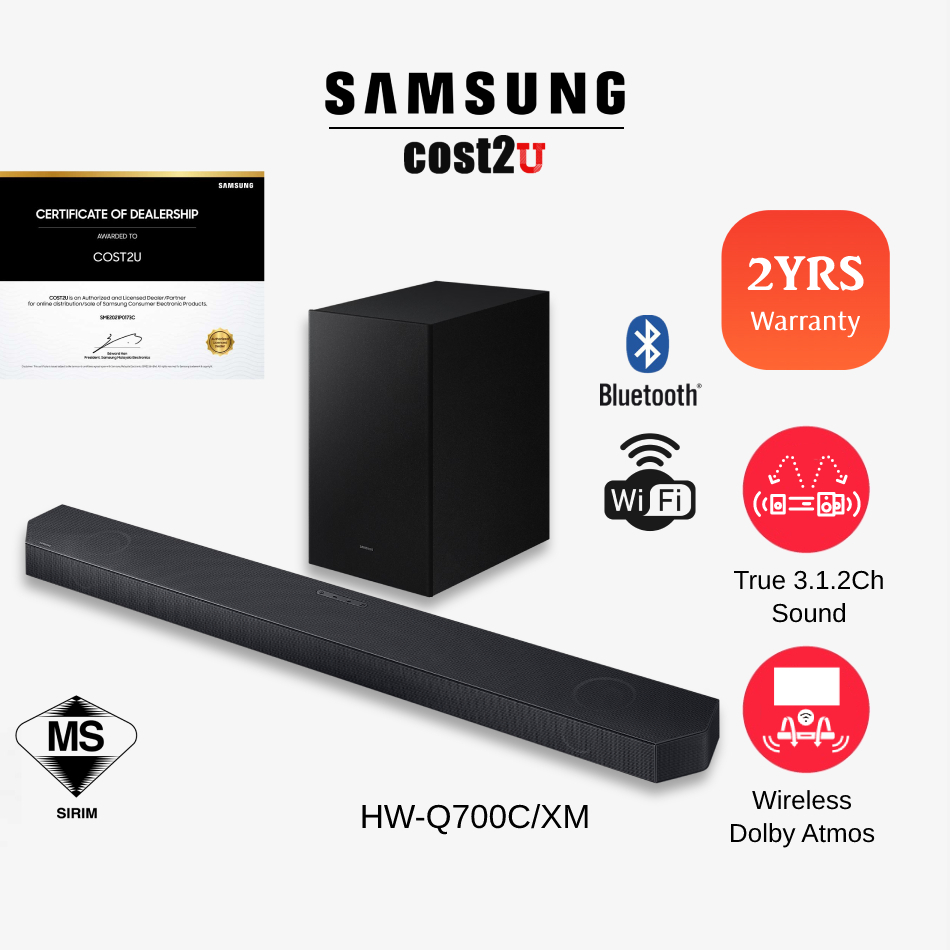 Samsung Q700C 3.1.2 Ch Qseries Soundbar HWQ700C/XM HWQ700B/XM