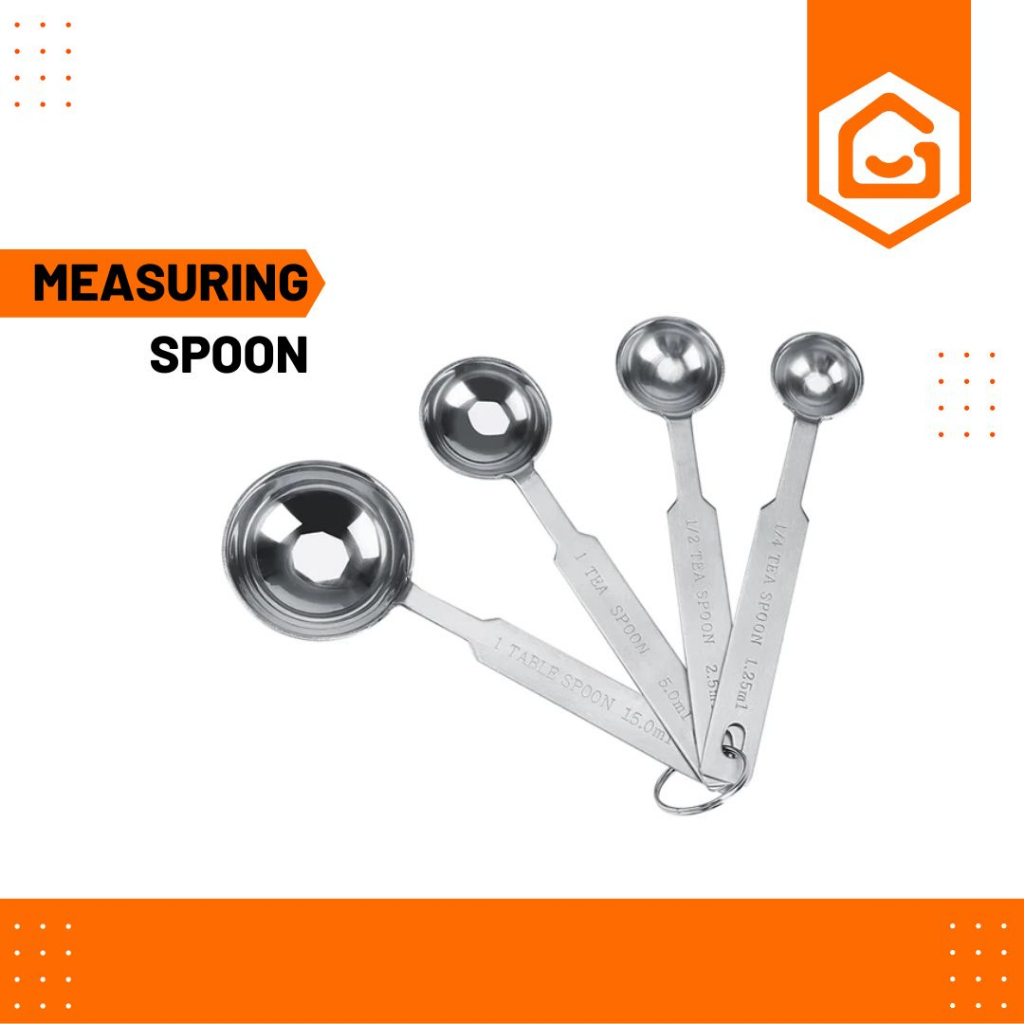 READY STOCK STAINLESS STEEL MEASURING SPOON 4PCS/SET