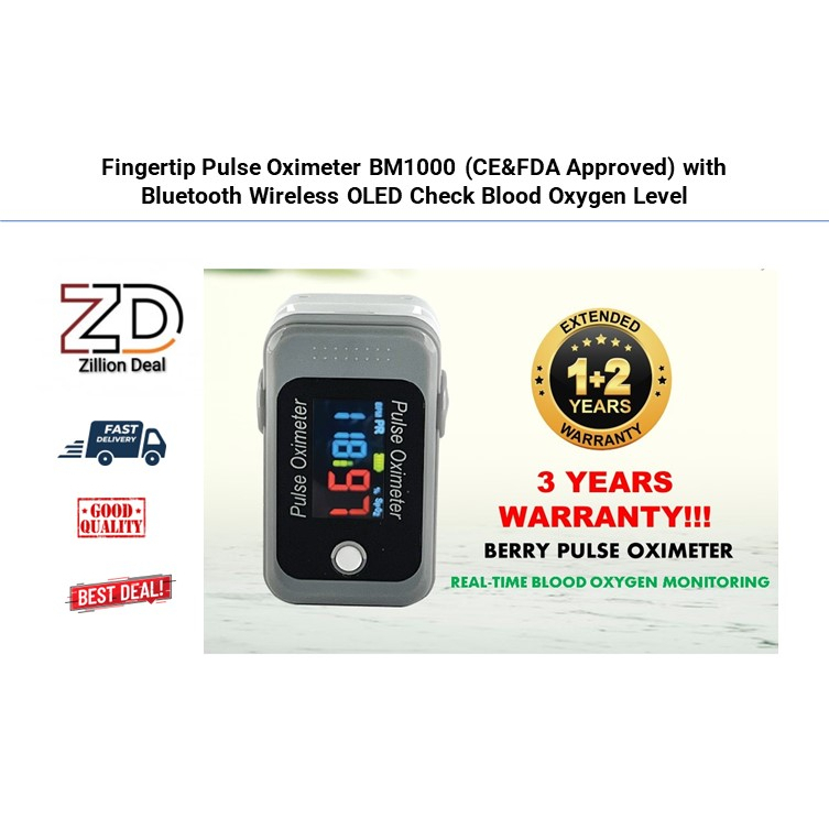 Fingertip Pulse Oximeter BM1000 (CE&FDA Approved) with Bluetooth