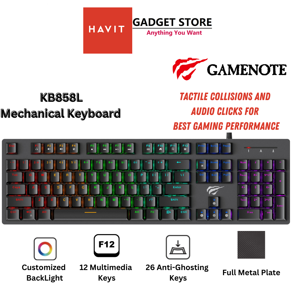 GAMENOTE Havit KB858L RGB Backlit Mechanical Keyboard Shopee Malaysia