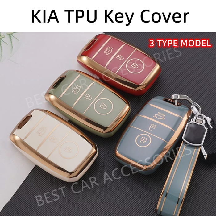 KIA Car Key Cover Chrome Reflection TPU Car Key Remote Casing Sarung