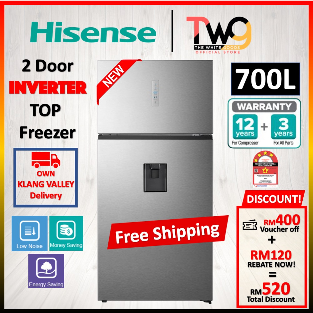 [FREE SHIPPING] Hisense 700L 2 Door Inverter Top Freezer Refrigerator