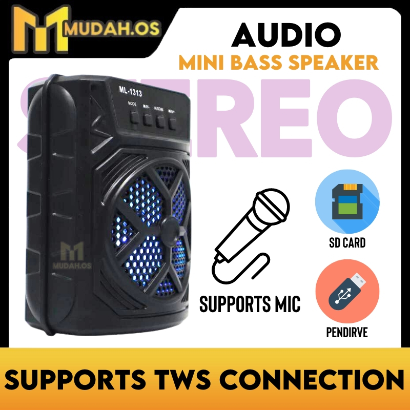Super Bass Mini Wireless Bluetooth Speaker Loud ML1313 Portable AUX