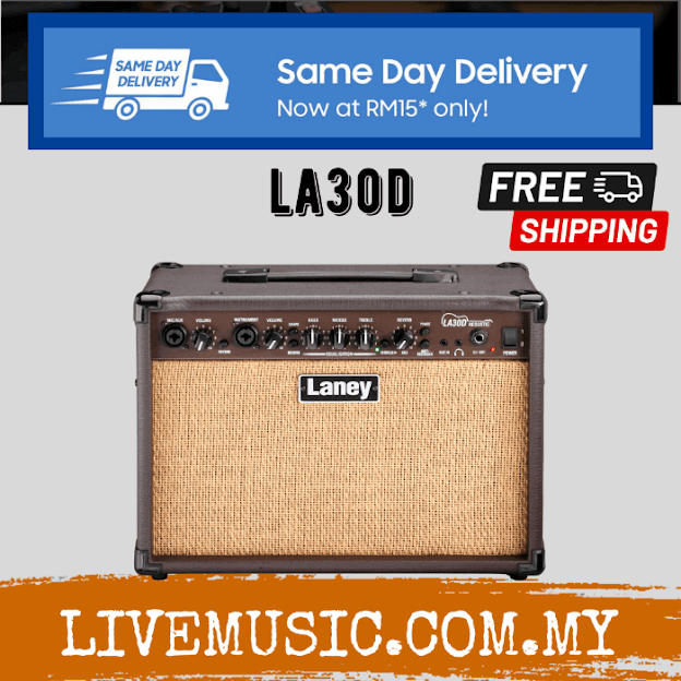 Laney LA30D 30 Watt 2x6.5 Acoustic Guitar Combo Amplifier (LA30D/LA