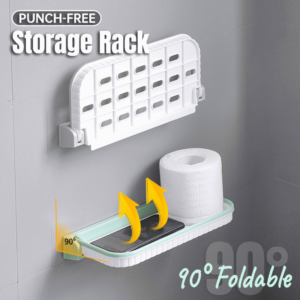 Foldable Storage Rack Bathroom Toilet Storage Rack Self Adhesive ...
