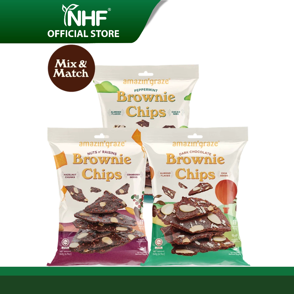Amazin' Graze Brownie Chips Peppermint/Nuts n’ Raisins/Dark Chocolate