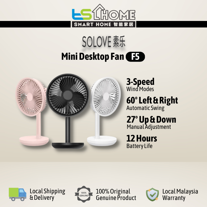SOLOVE Mini Desktop Stand Fan F5 Builtin Battery from Mijia Youpin
