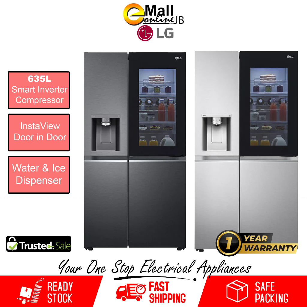 LG GCX257CSES GCX257CQES 635L SidebySide Fridge in Noble Steel