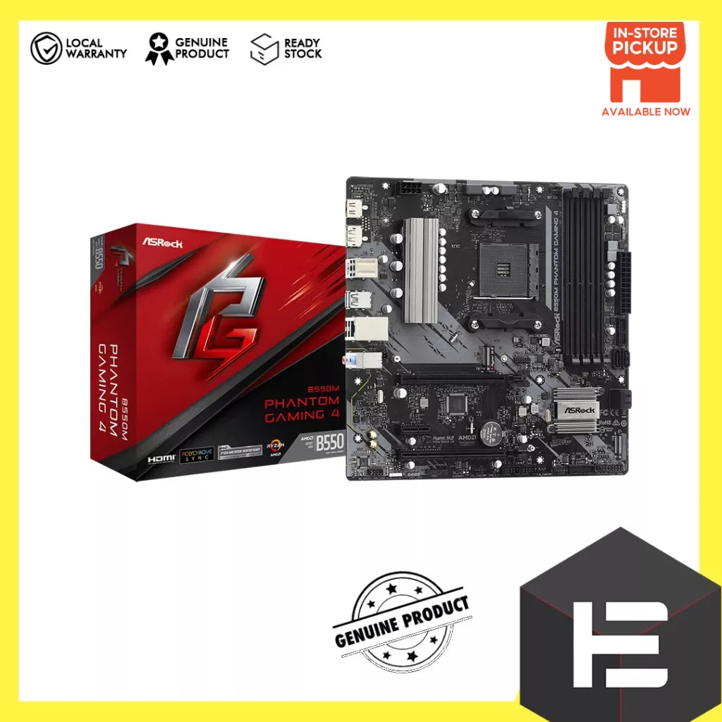 ASRock B550M Phantom Gaming 4 Socket AM4 Mainboard # ASRK-B550M-PHANTOM- GAMING4 | Shopee Malaysia