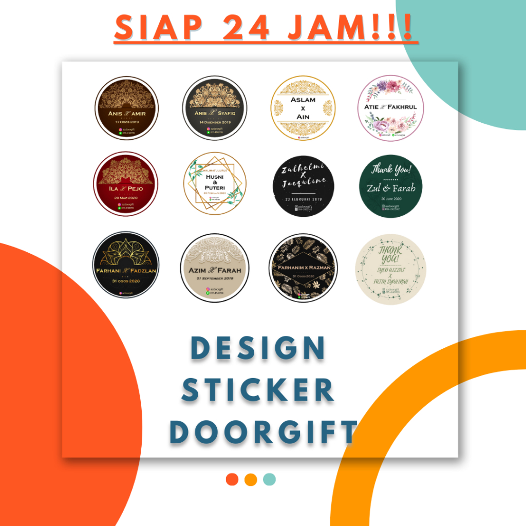 [24 Jam Siap] Design Label Sticker / Sticker Doorgift / Sticker Kahwin ...