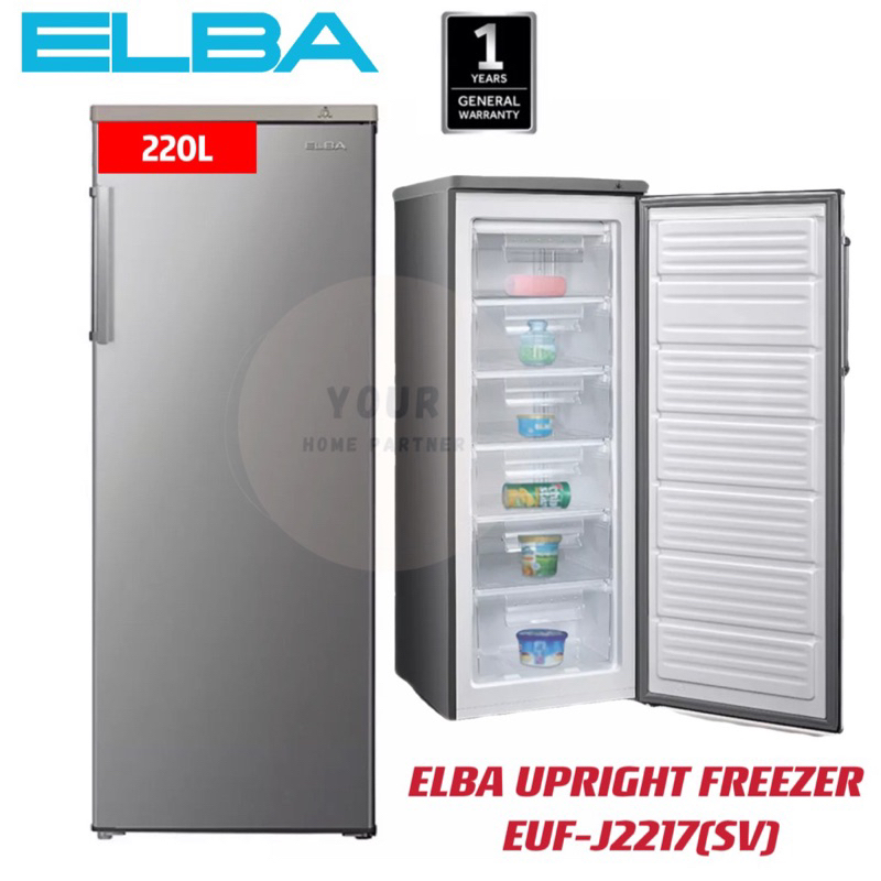 Elba Upright Freezer EUF-J2217(SV) 6 Transparent Drawers 220L Gross ...