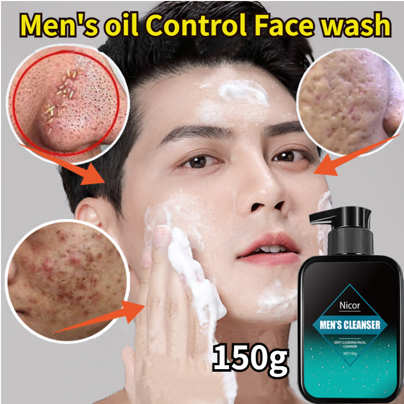 Men Oil Control Face Wash Moisturizing Face Cleanser Sensitive Skin Foam Cleanser Skincare Mites