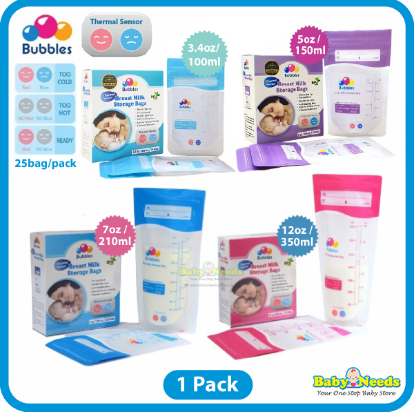 Bubbles Thermal Sensor Double Ziplock Breastmilk Storage Bag 3.4oz/5oz/7oz/12oz Shopee Malaysia