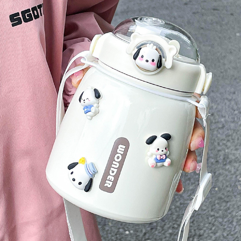 700ml SUS304 Big Belly Cute Water Bottle with Straw Bekas Air | Shopee ...