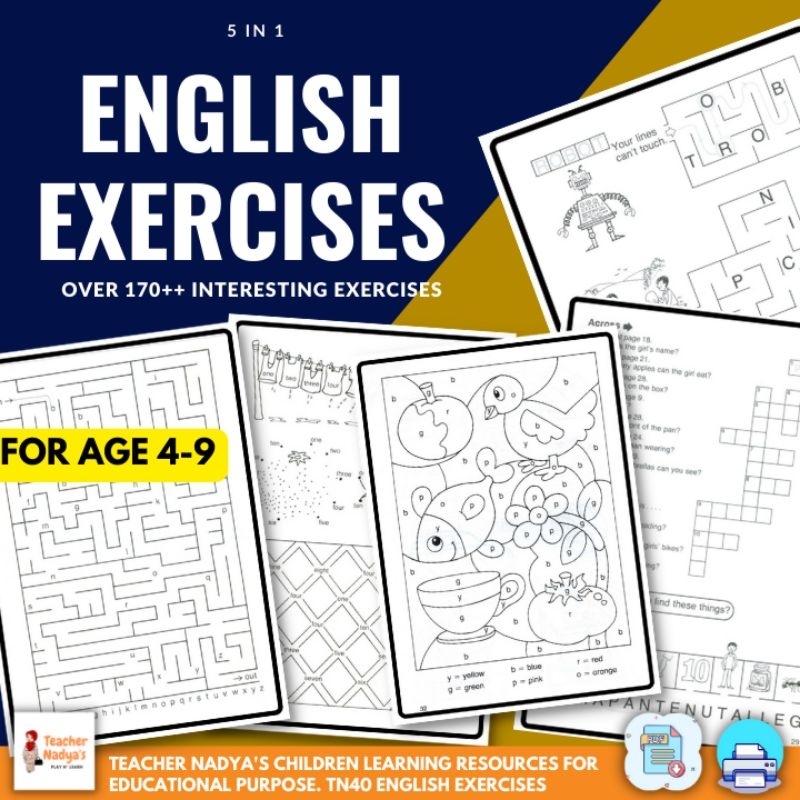  Printable PDF English Fun Exercises TN40 English Worksheet 