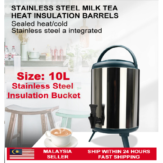 🌹READY STOCK🌹 Milk Tea Bucket 10L Large-Capacity Stainless Steel ...