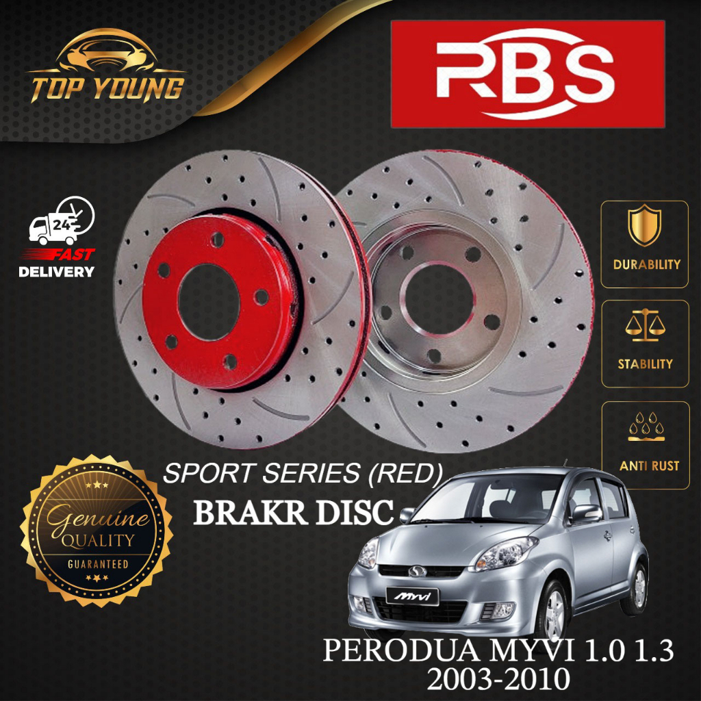 RBS PERODUA MYVI 1.0 1.3 ( 2003 - 2010 ) FRONT RED COLOUR DISC ROTOR ...