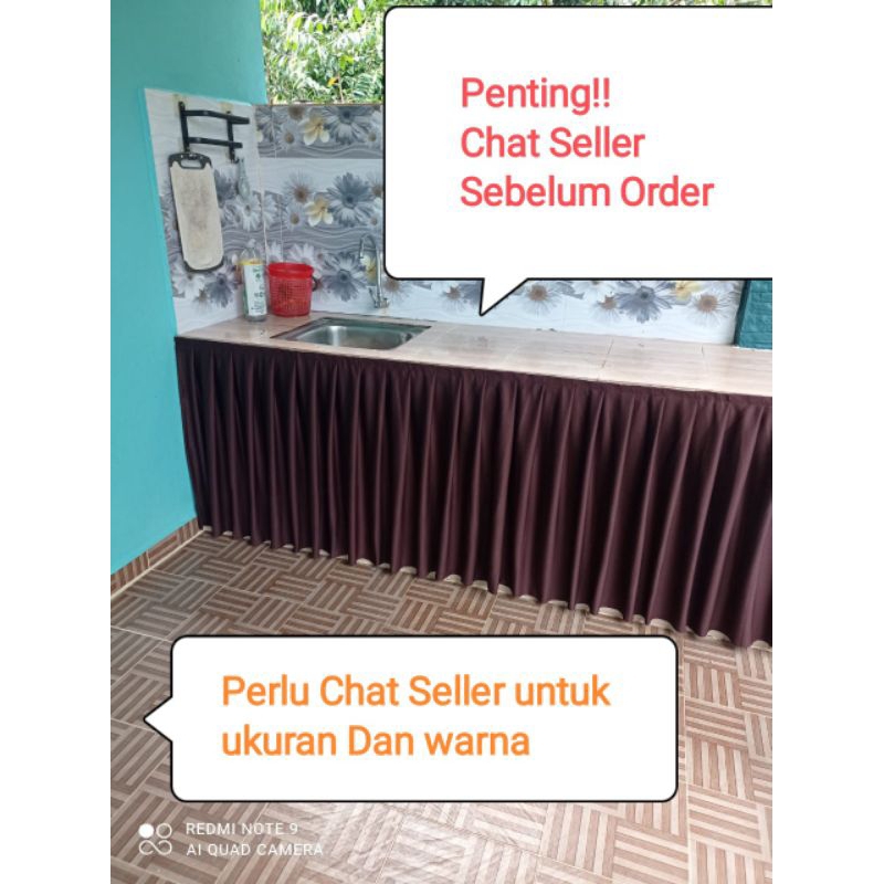 Langsir skirting dapur sinki, table top Dan meja. siap jahit