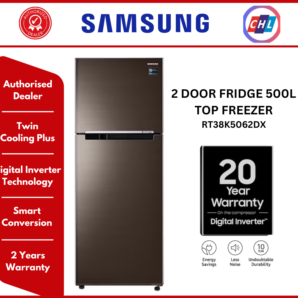 SAMSUNG 2 DOOR REFRIGERATOR TOP FREEZER WITH TWIN COOLING PLUS 500L