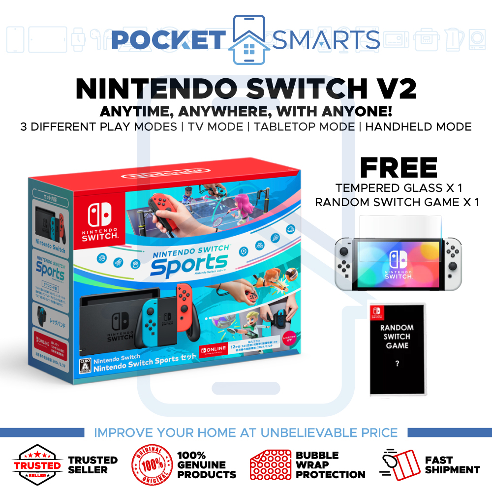 Nintendo Switch V2 (6.2" Screen 32GB Storage WiFi Bluetooth