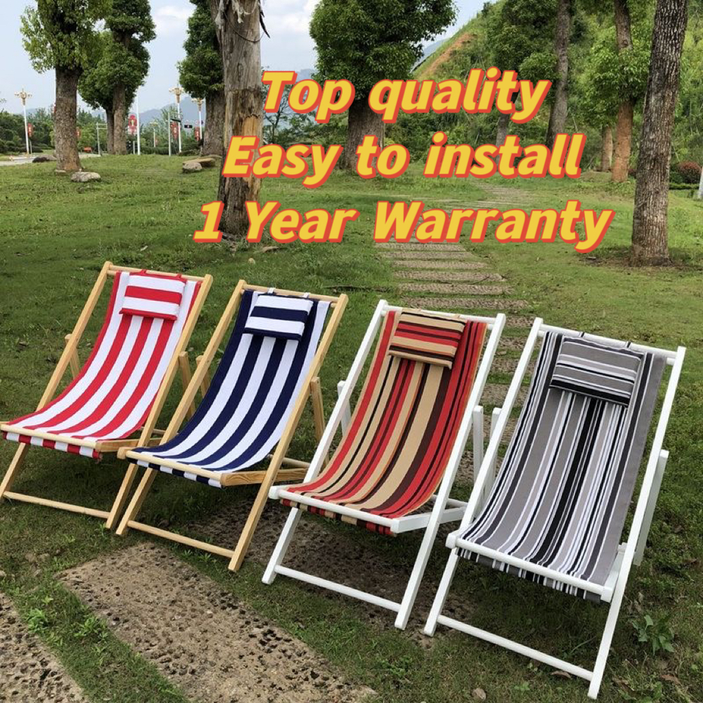 New Outdoor Furniture Beach Chair Portable Folding Wood Chaise Lounge