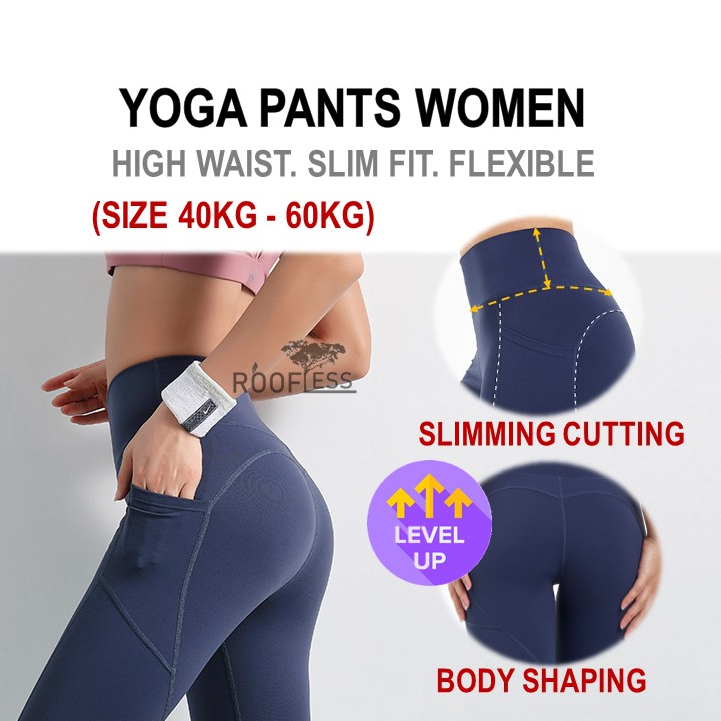 ROOFLESS Women Yoga Pants Tight Women Running Pants Compression Seluar ...