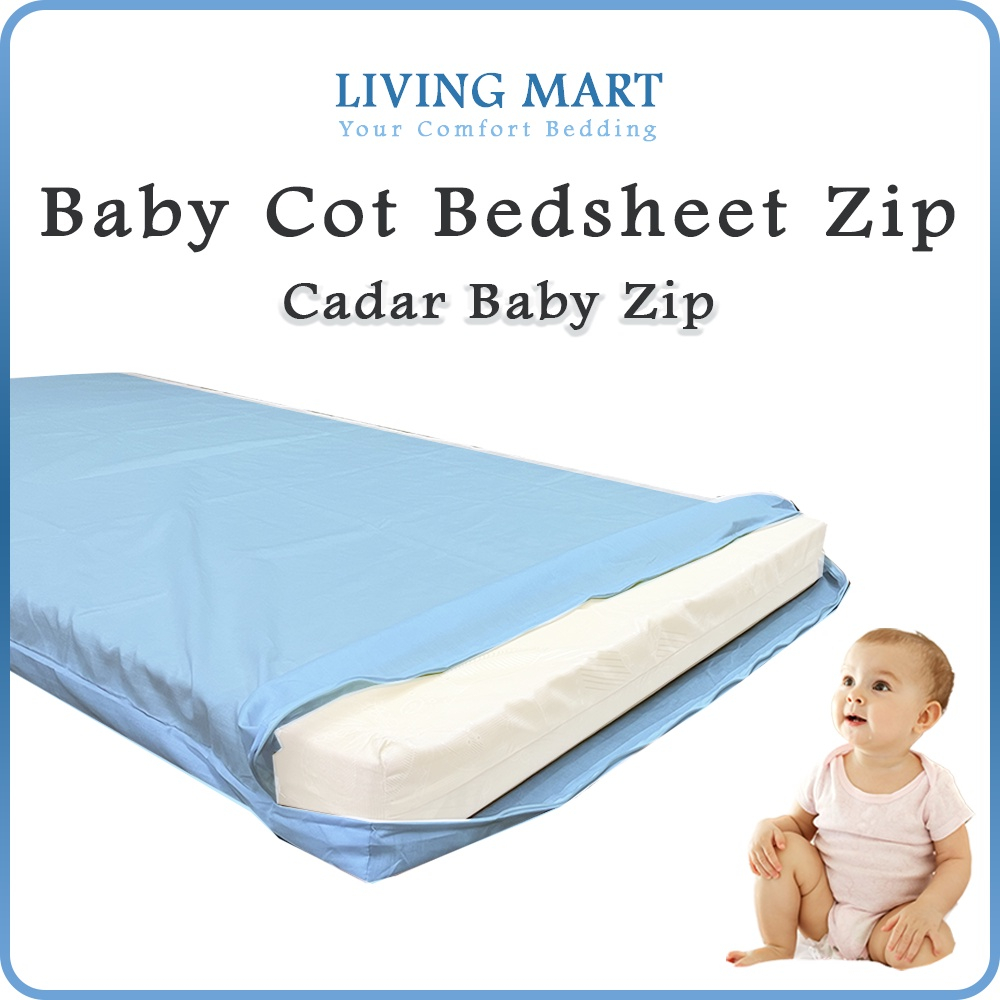 Waterproof Sarung Tilam Baby Zip Kalis Air / Baby Cot Zip Bedsheet