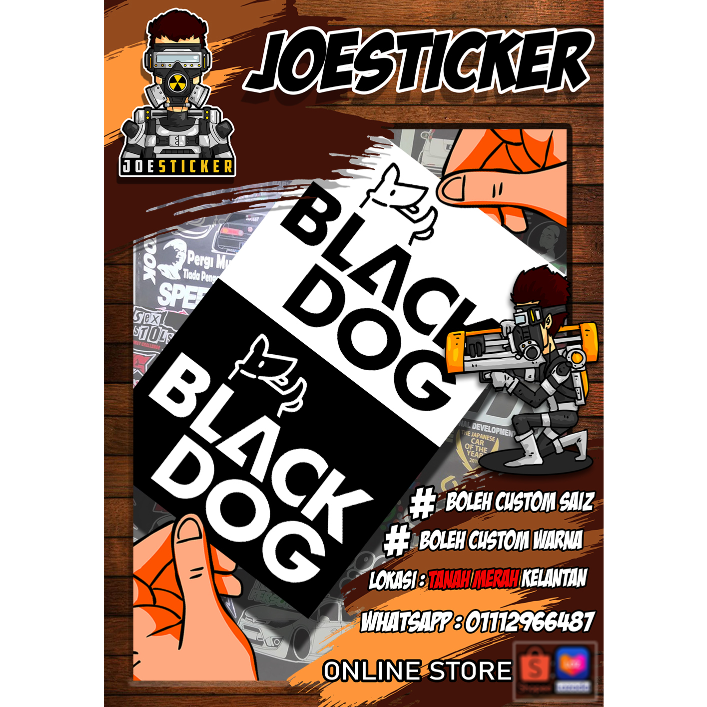 STICKER LOGO BLACKDOG PELBAGAI SAIZ DAN ADA DUA PILIHAN WARNA HITAM