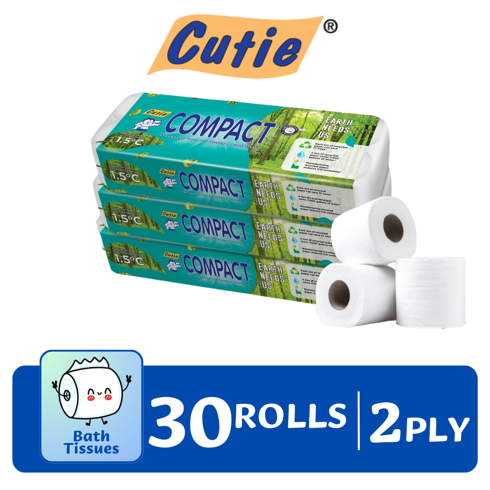 [Ready Stock] Cutie Compact 30 Rolls Toilet Paper 100 EcoFriendly