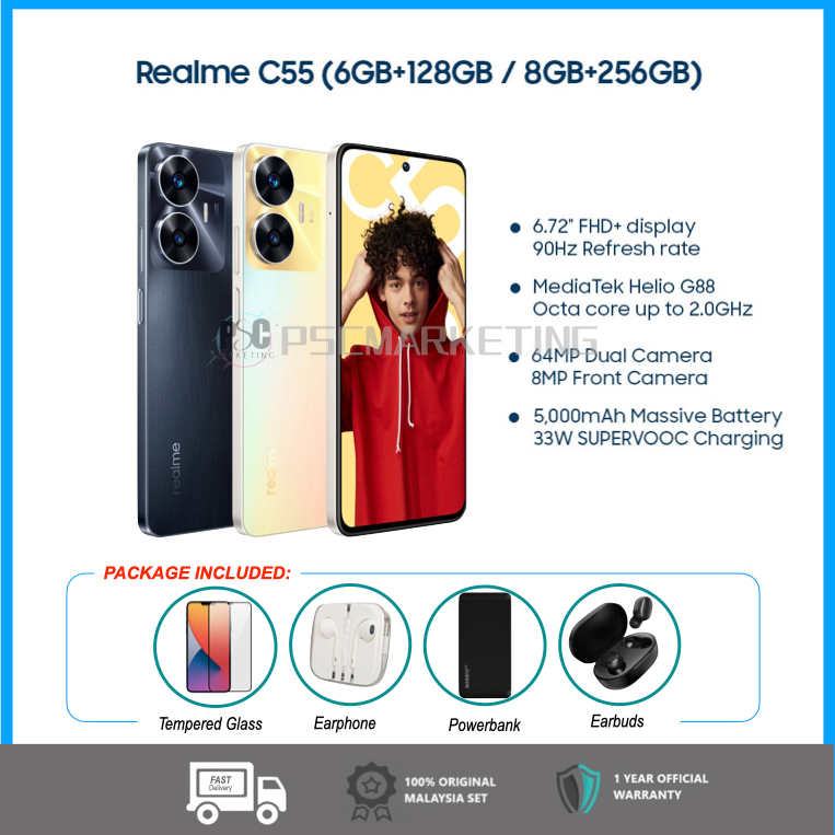 Realme C55 [ 6+128GB | 8+256GB] Extended RAM , 64MP Dual Camera ...