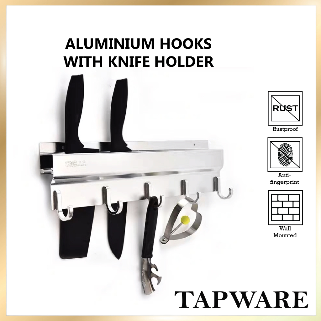 Aluminium Hooks with Knife Holder/ Wall Mounted Kitchen knife rack
