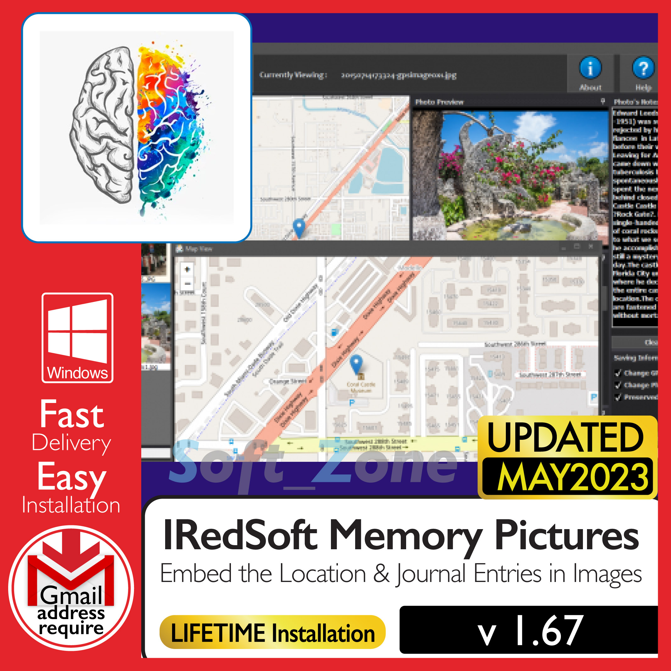 IRedSoft Memory Pictures 1.67 Embed Location & Journal Entries in