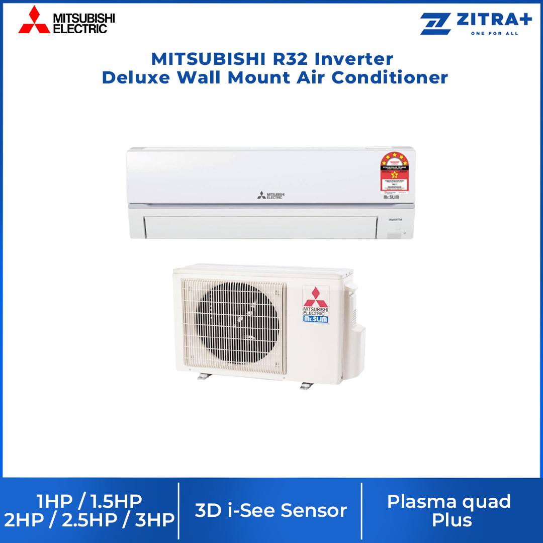 MITSUBISHI R32 Inverter Deluxe Wall Mount Air Conditioner Fast