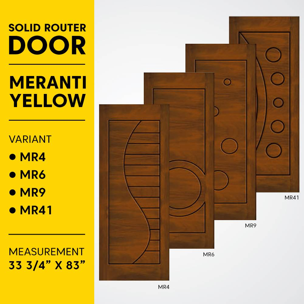 Wooden Door Yellow Meranti Solid (ROUTER) Door Size 33 3/4