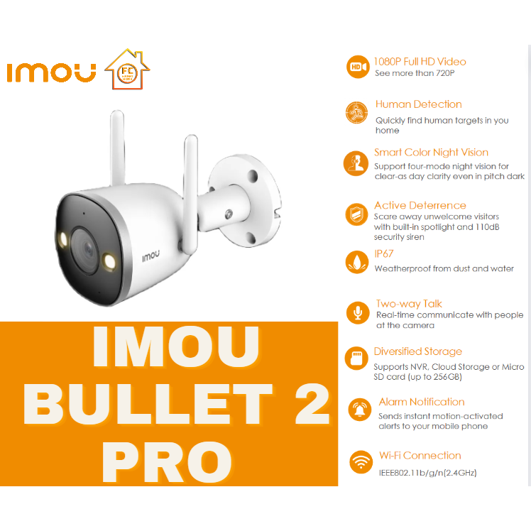 IMOU BULLET 2 PRO 1080P H.265 Bullet WiFi Camera CCTV PAN/TILT WITH AI