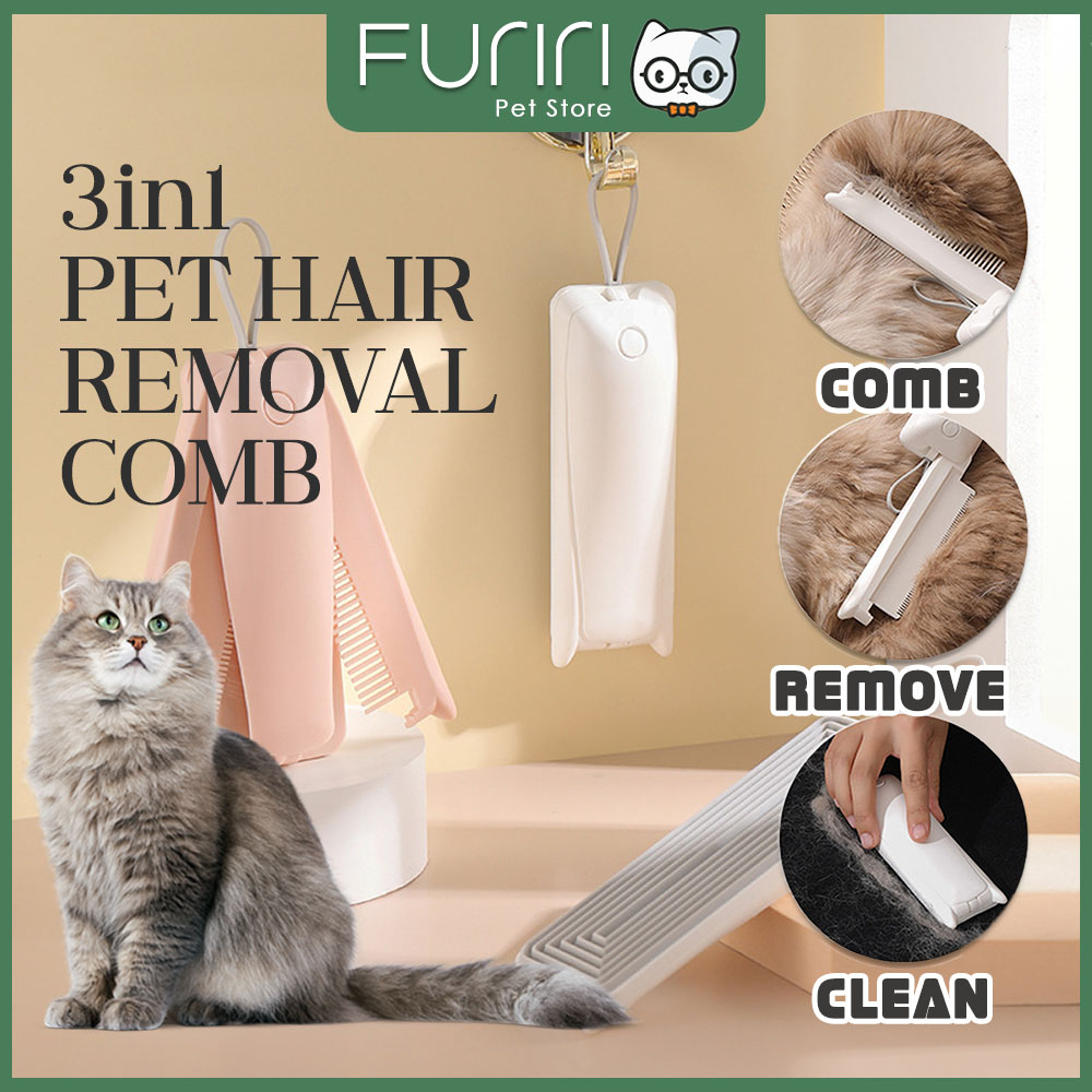 Furiri Premium 3in1 Foldable Pet Comb Cat Fur Shedding Grooming Hair ...