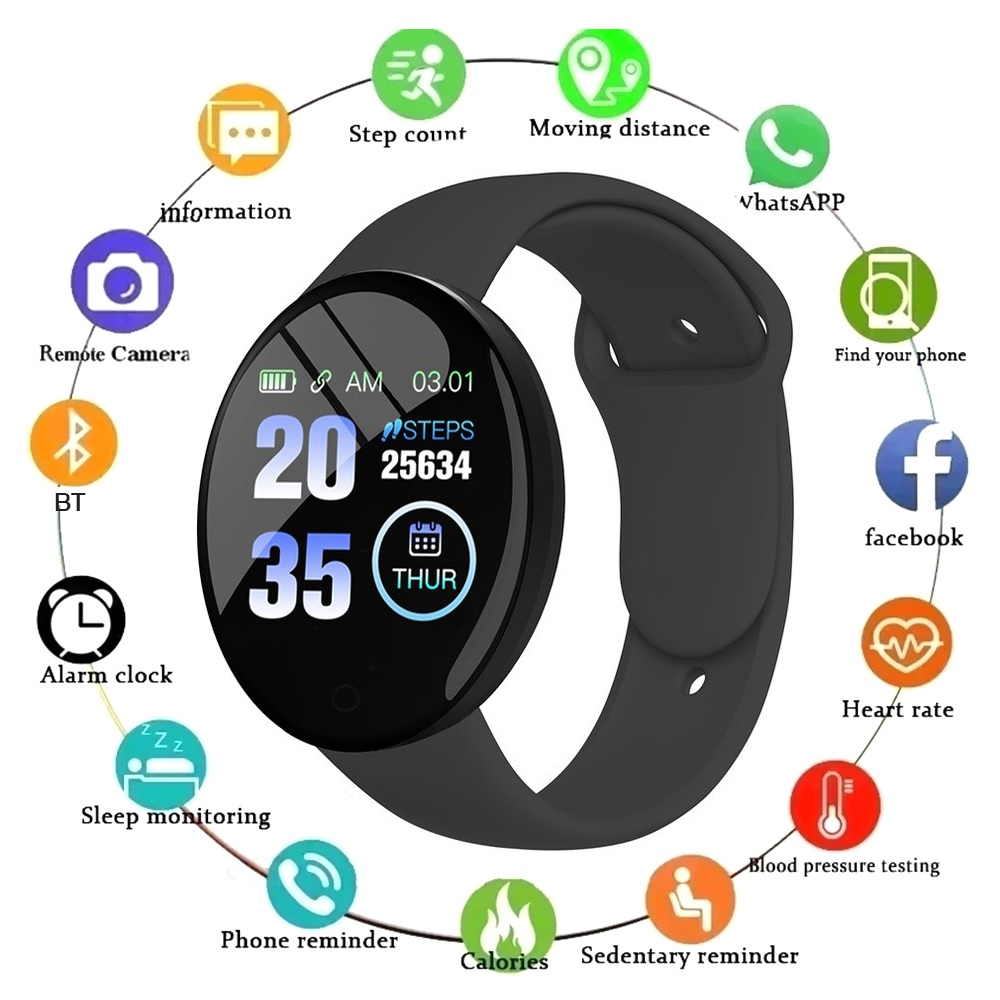 Smart Watch D18 Smart Bracelet Waterproof Fitness Tracker With Digital