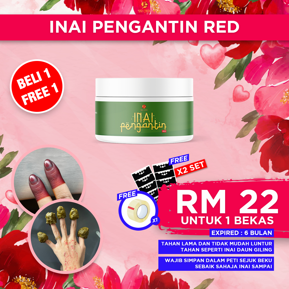 BELI 1 FREE 1 + FREE 3 ITEM - Inai Pengantin 100gm Daun Asli Blender ...